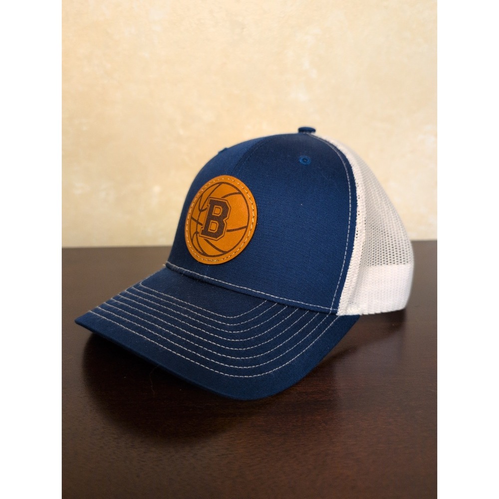 Richardson Style 112 Leather Patch Signature B Men's Cap Navy Blue And White